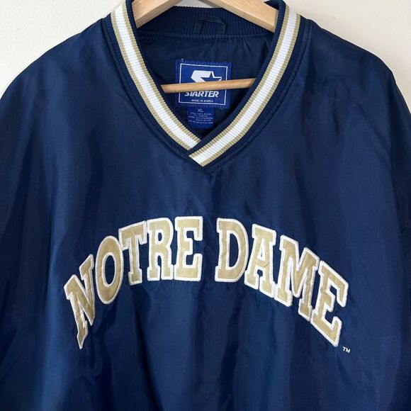 VINTAGE STARTER NOTRE DAME FIGHTING IRISH MENS XL WINDBREAKER PULLOVER JACKET - Picture 1 of 8